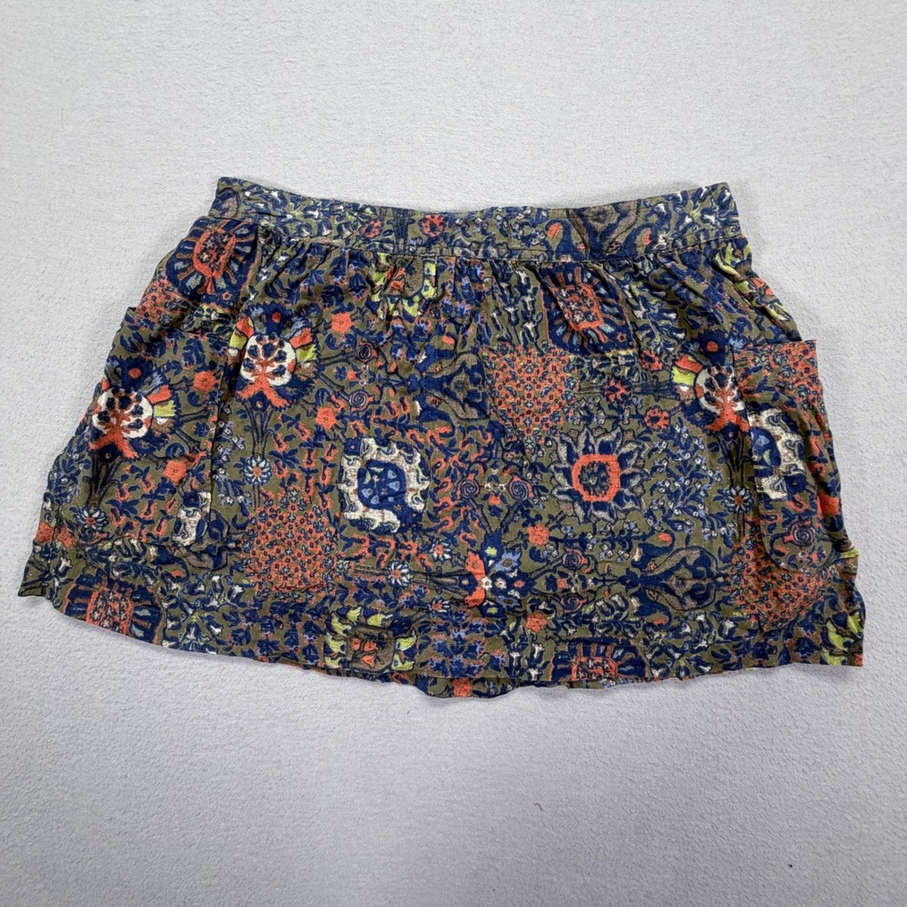 Aerie Womens Skirt Relaxed Olive Multi Floral Paisley Boho Pocket Mini M